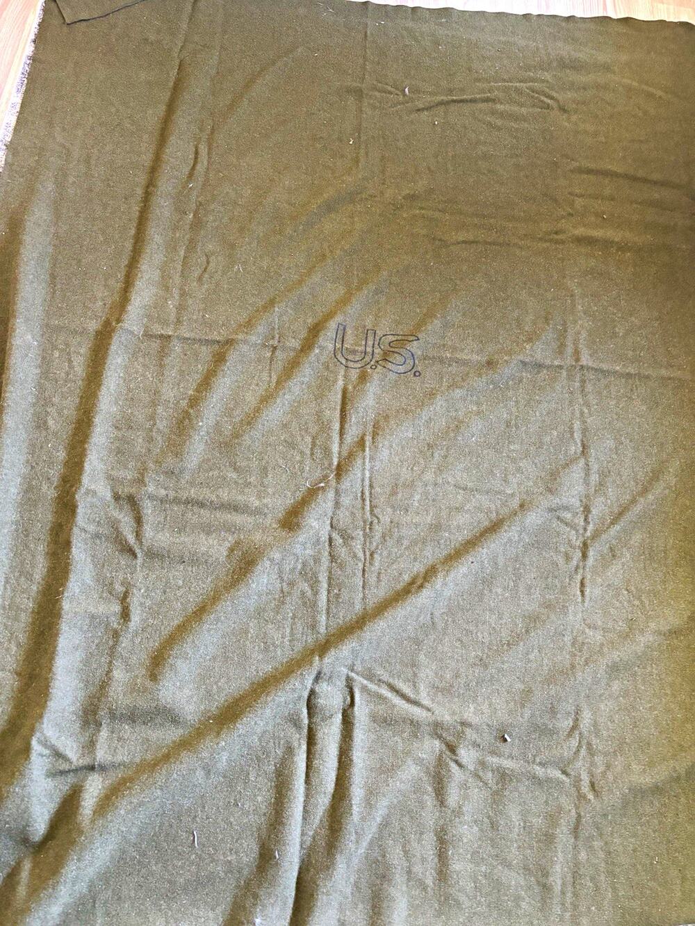 Vintage Classic U.S. GI Military Wool Blanket Olive Drab Militaria Theme